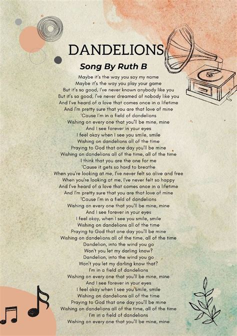 dandelion lyrics|dandelions song without lyrics.